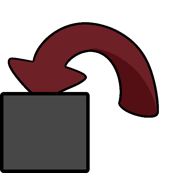A brown line curves up and down to make an enclosed area, a blue arrow curves into the shape.